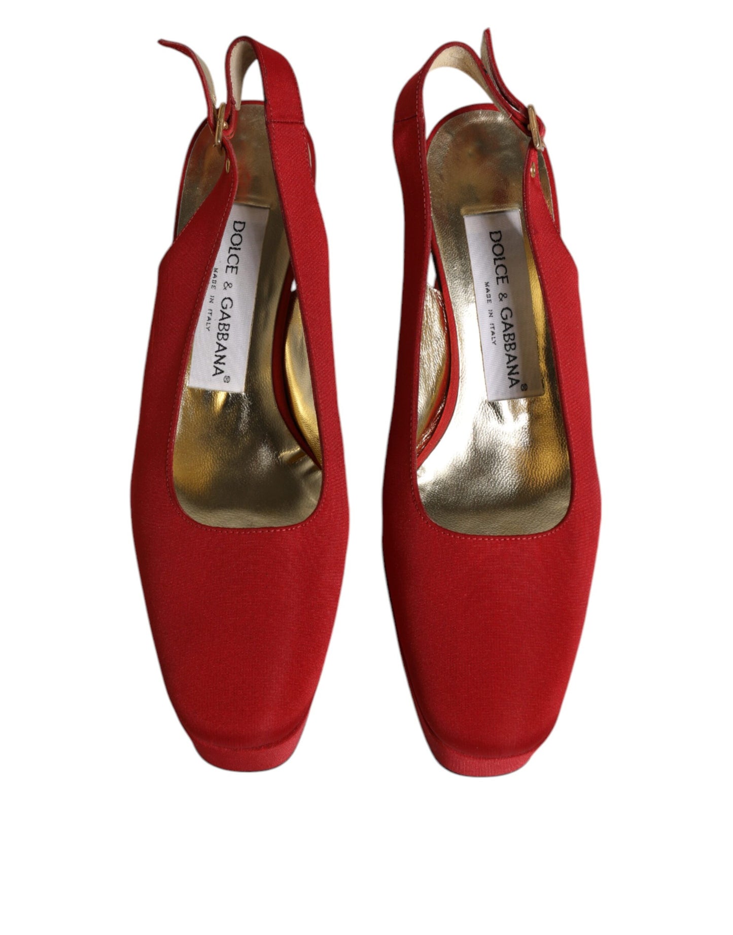 Dolce & Gabbana Red Platform Slingback Heels Sandals Shoes by Dolce & Gabbana