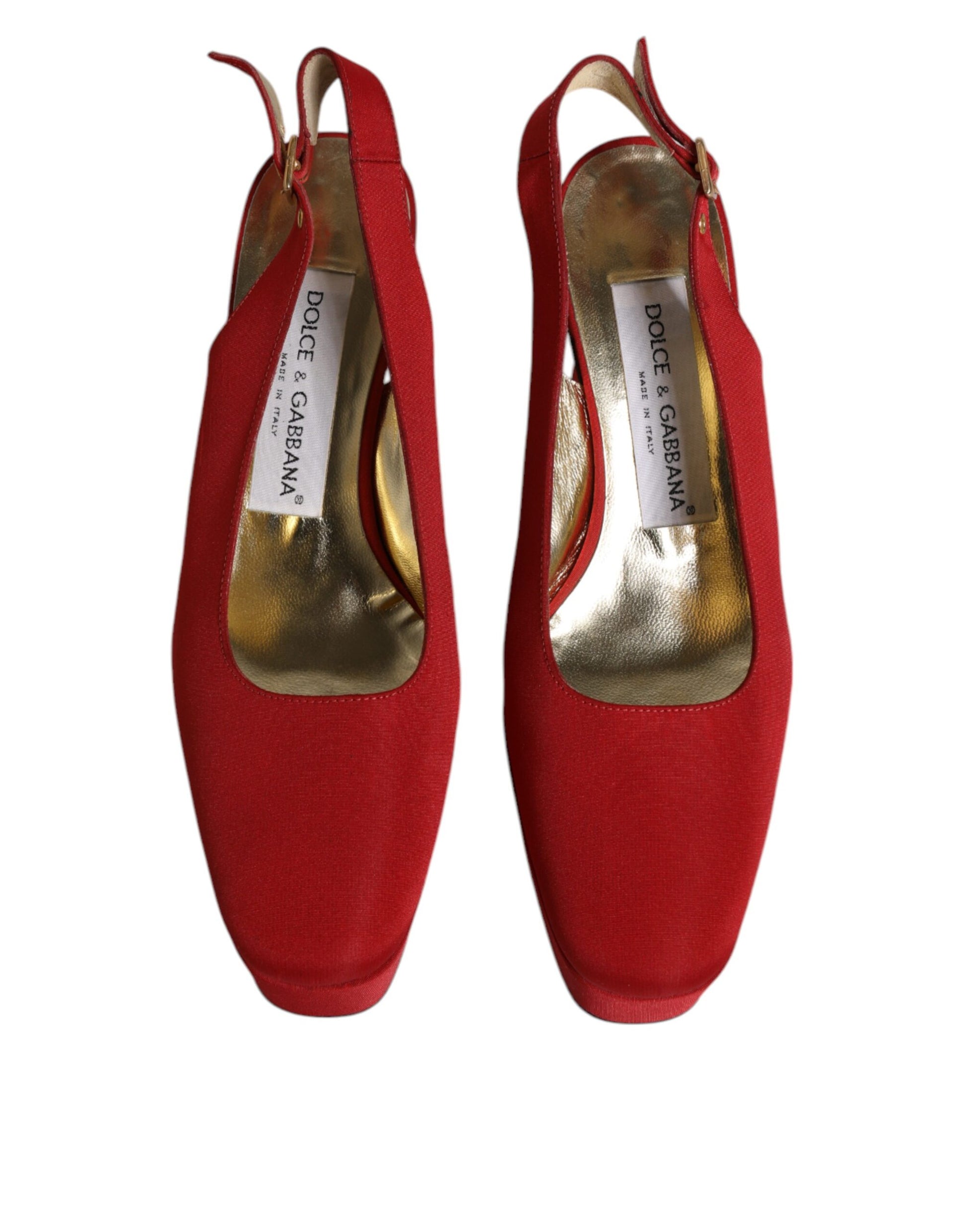 Dolce & Gabbana Red Platform Slingback Heels Sandals Shoes by Dolce & Gabbana