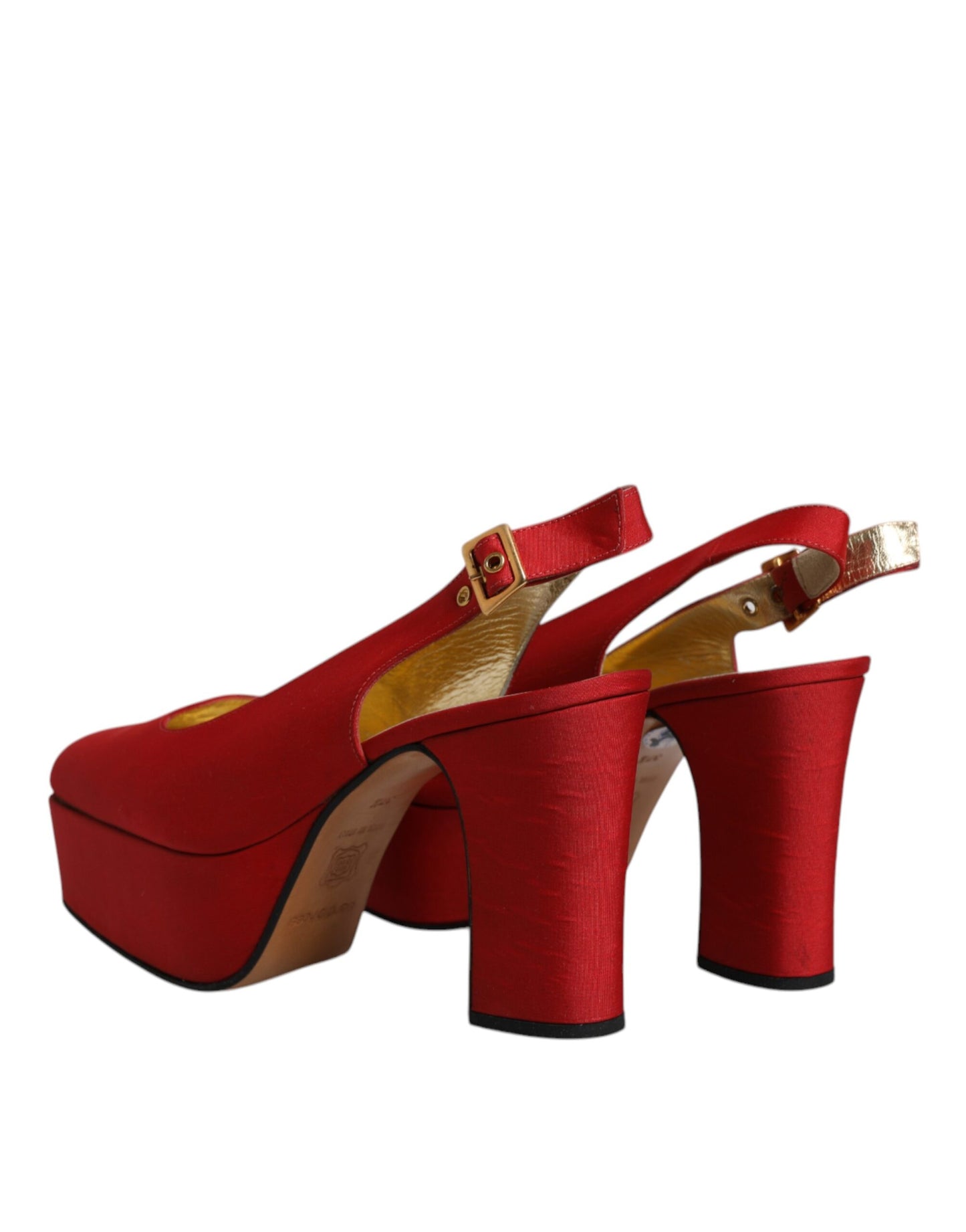 Dolce & Gabbana Red Platform Slingback Heels Sandals Shoes by Dolce & Gabbana