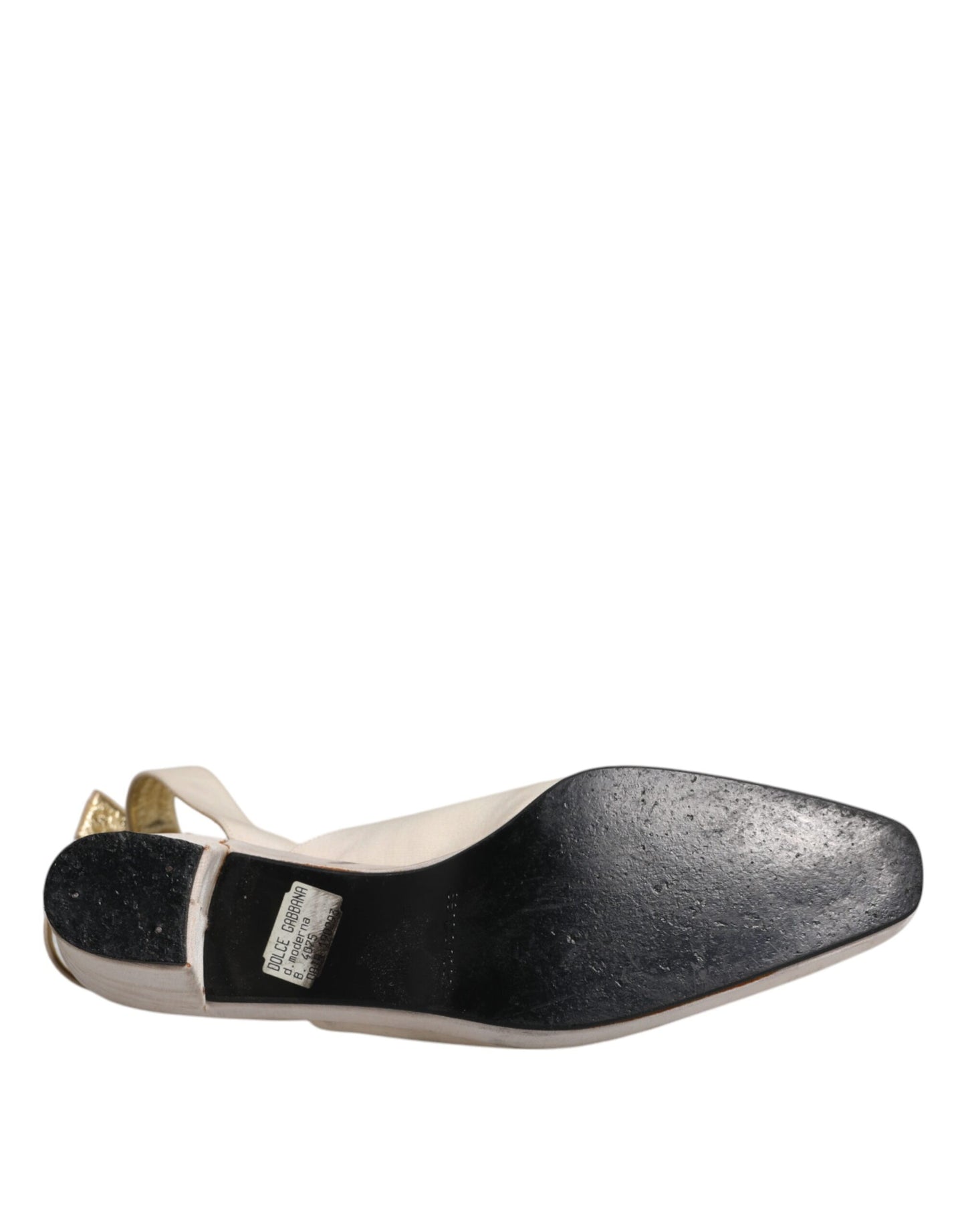 Dolce & Gabbana Off White Block Heels Slingback Sandals Shoes by Dolce & Gabbana