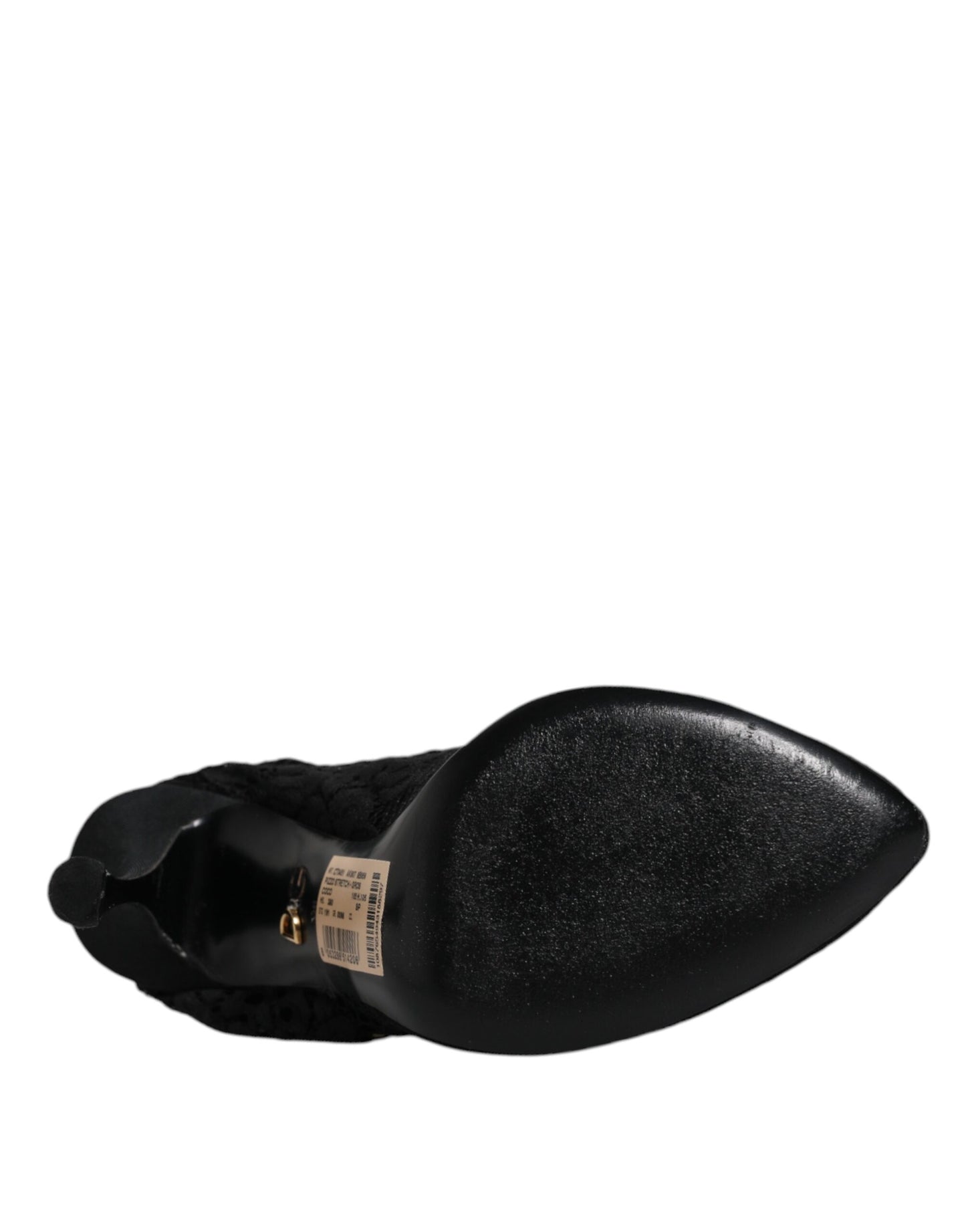 Dolce & Gabbana Black Lace Stretch Heels Mid Calf Boots Shoes by Dolce & Gabbana