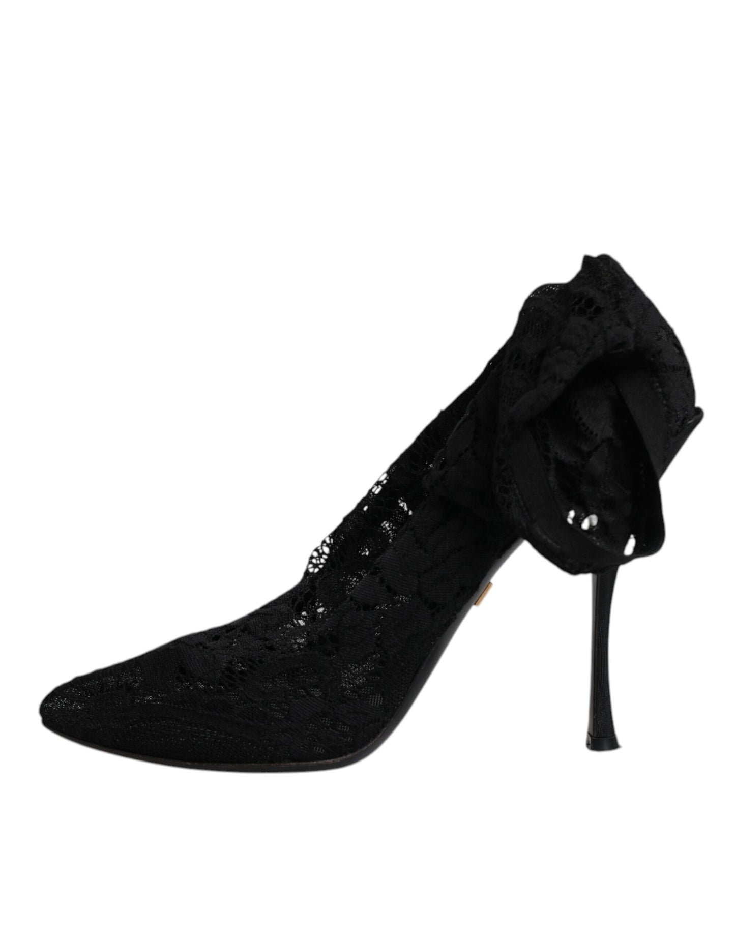 Dolce & Gabbana Black Lace Stretch Heels Mid Calf Boots Shoes by Dolce & Gabbana