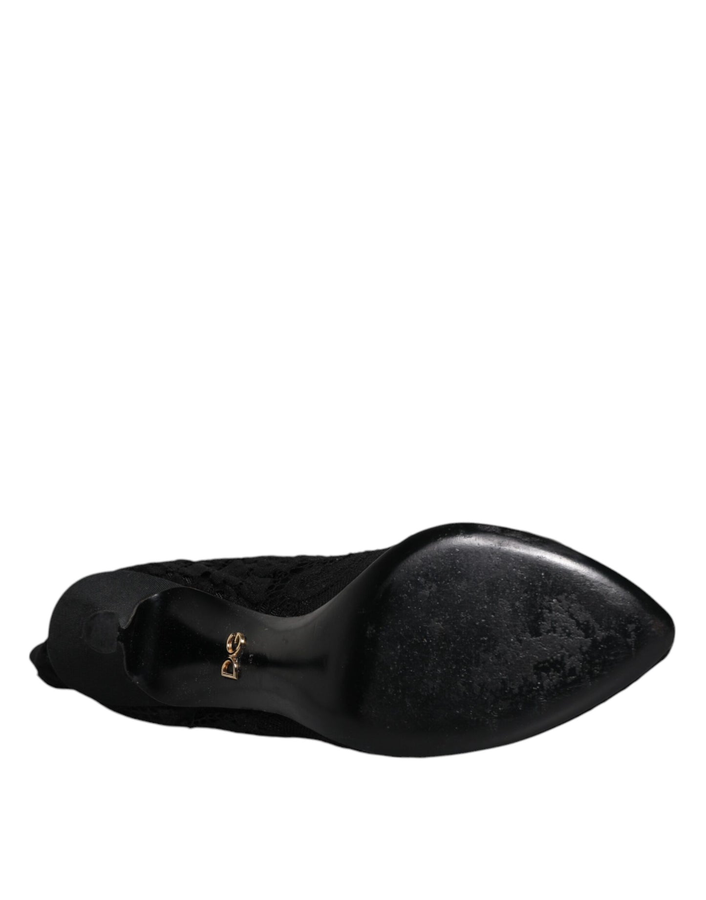 Dolce & Gabbana Black Lace Stretch Heels Mid Calf Boots Shoes by Dolce & Gabbana