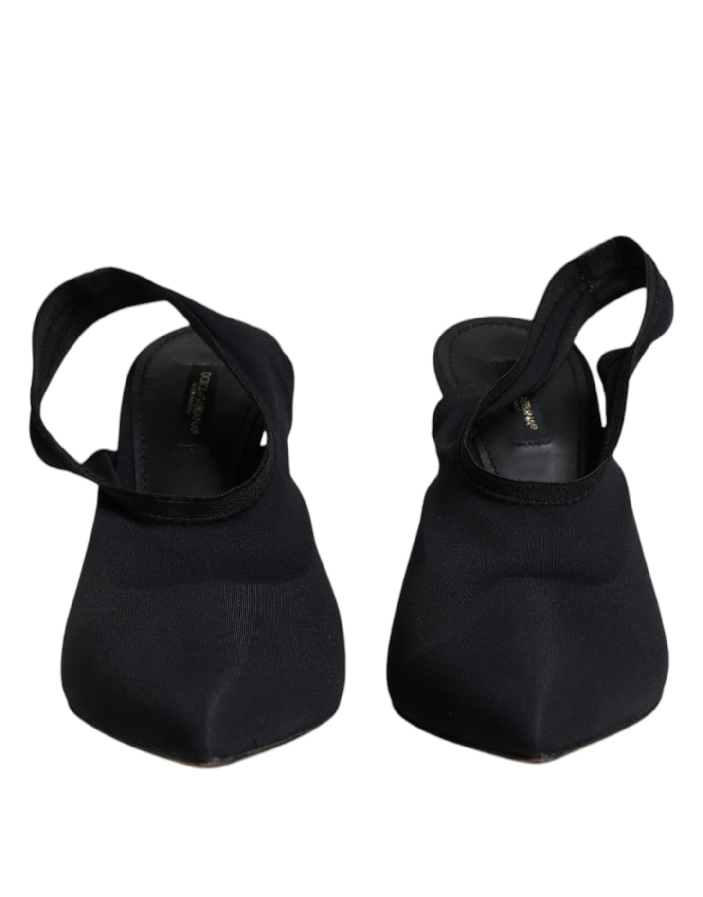 Dolce & Gabbana Black Jersey Stretch Heels Slingback Shoes by Dolce & Gabbana