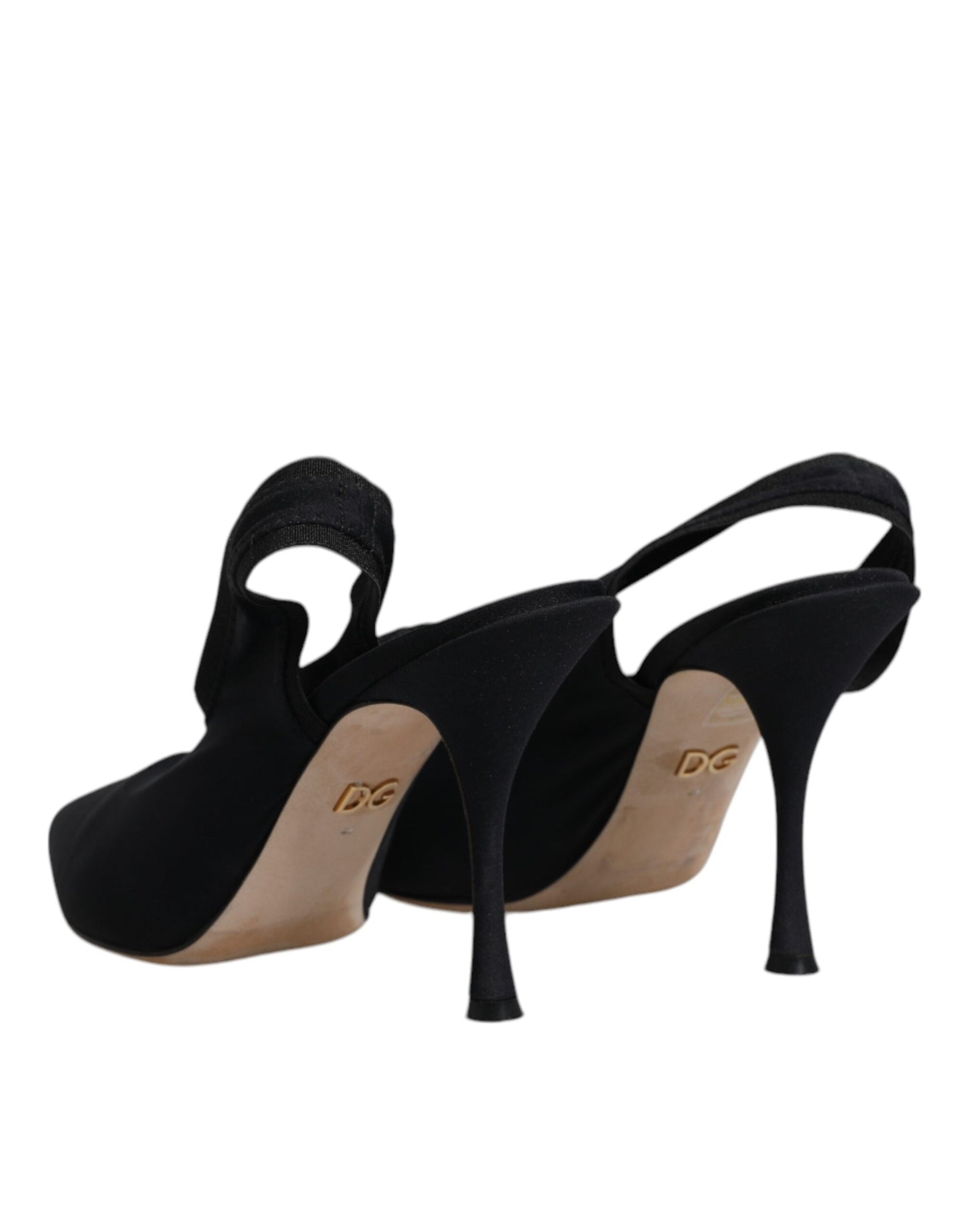 Dolce & Gabbana Black Jersey Stretch Heels Slingback Shoes by Dolce & Gabbana