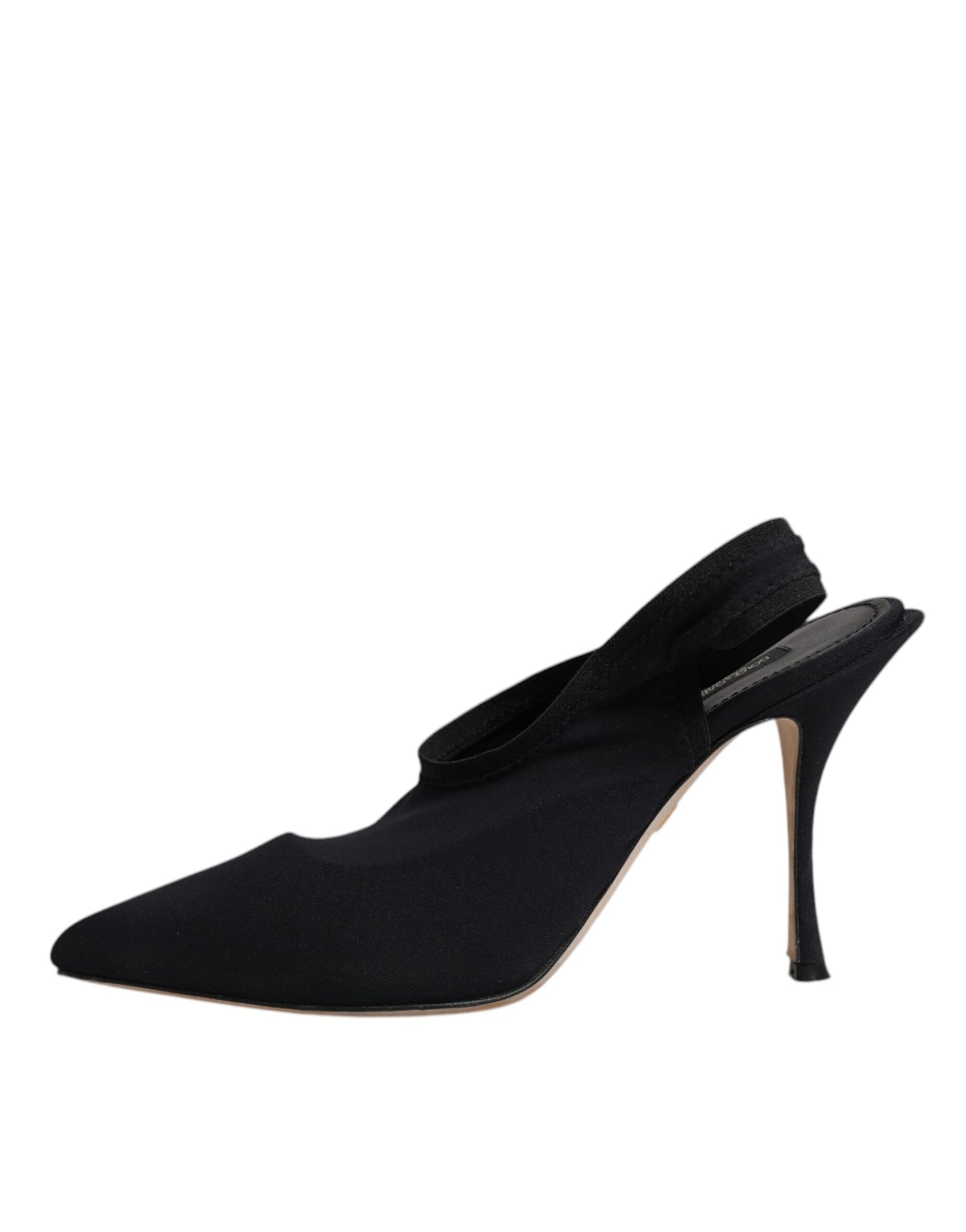 Dolce & Gabbana Black Jersey Stretch Heels Slingback Shoes by Dolce & Gabbana