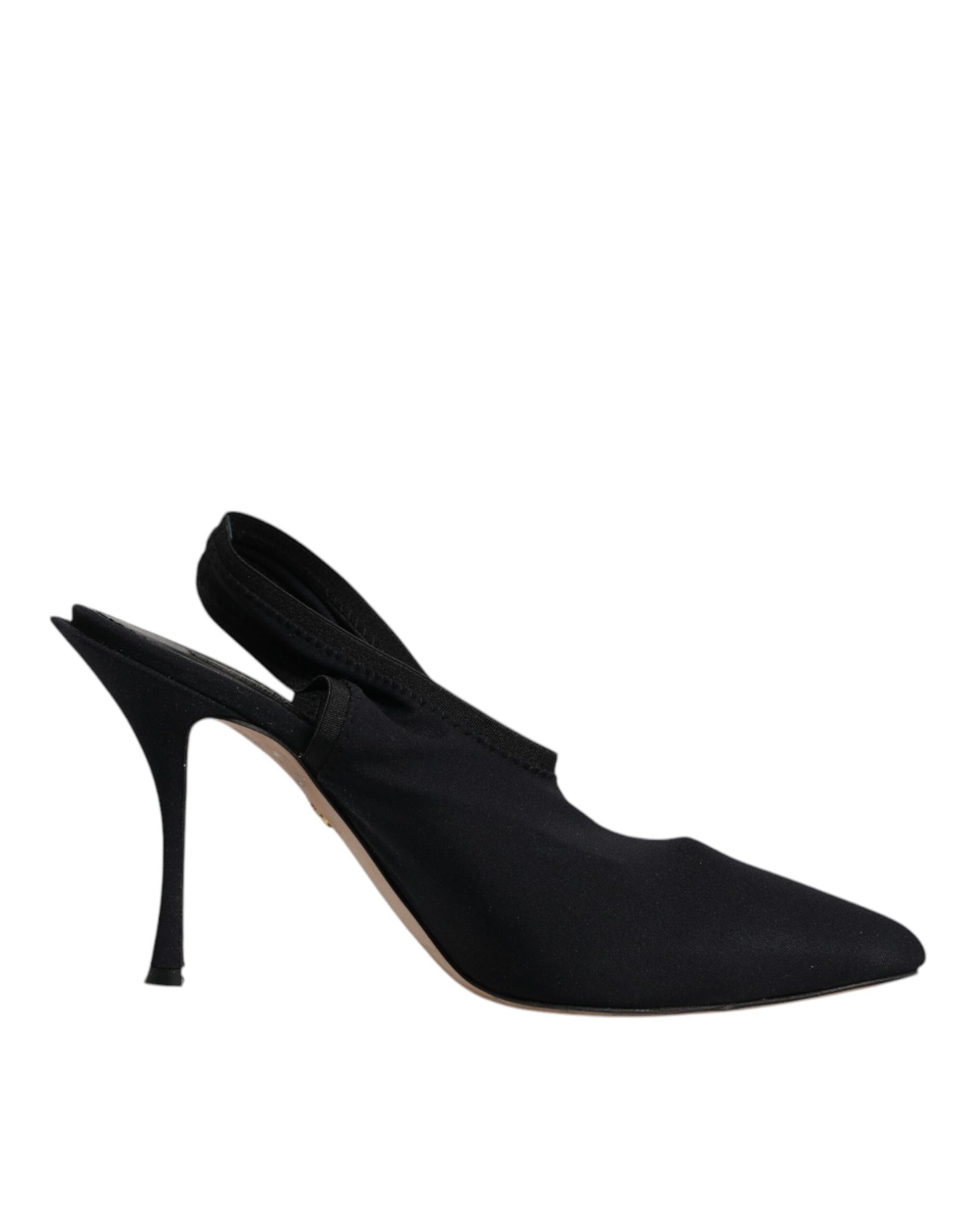 Dolce & Gabbana Black Jersey Stretch Heels Slingback Shoes by Dolce & Gabbana
