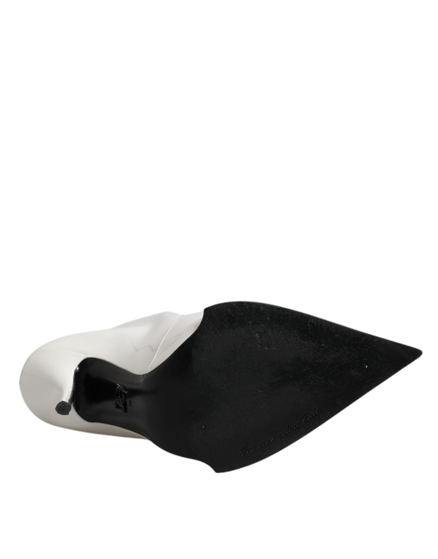 Dolce & Gabbana White Faux Pearl Leather Pointed Toe Ankle Boot Shoes by Dolce & Gabbana