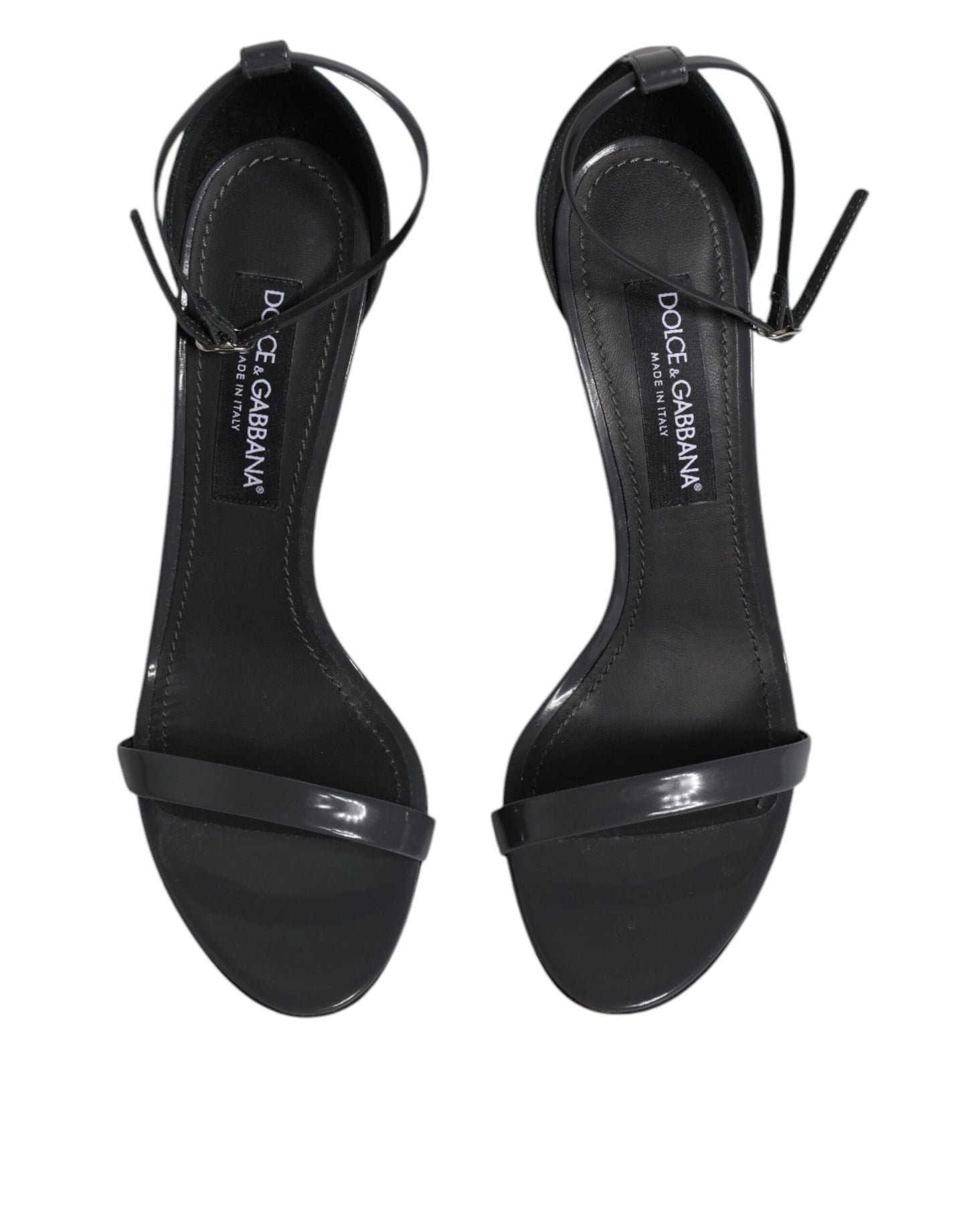 Dolce & Gabbana Grey Leather Ankle Strap Heel Sandals Shoes by Dolce & Gabbana