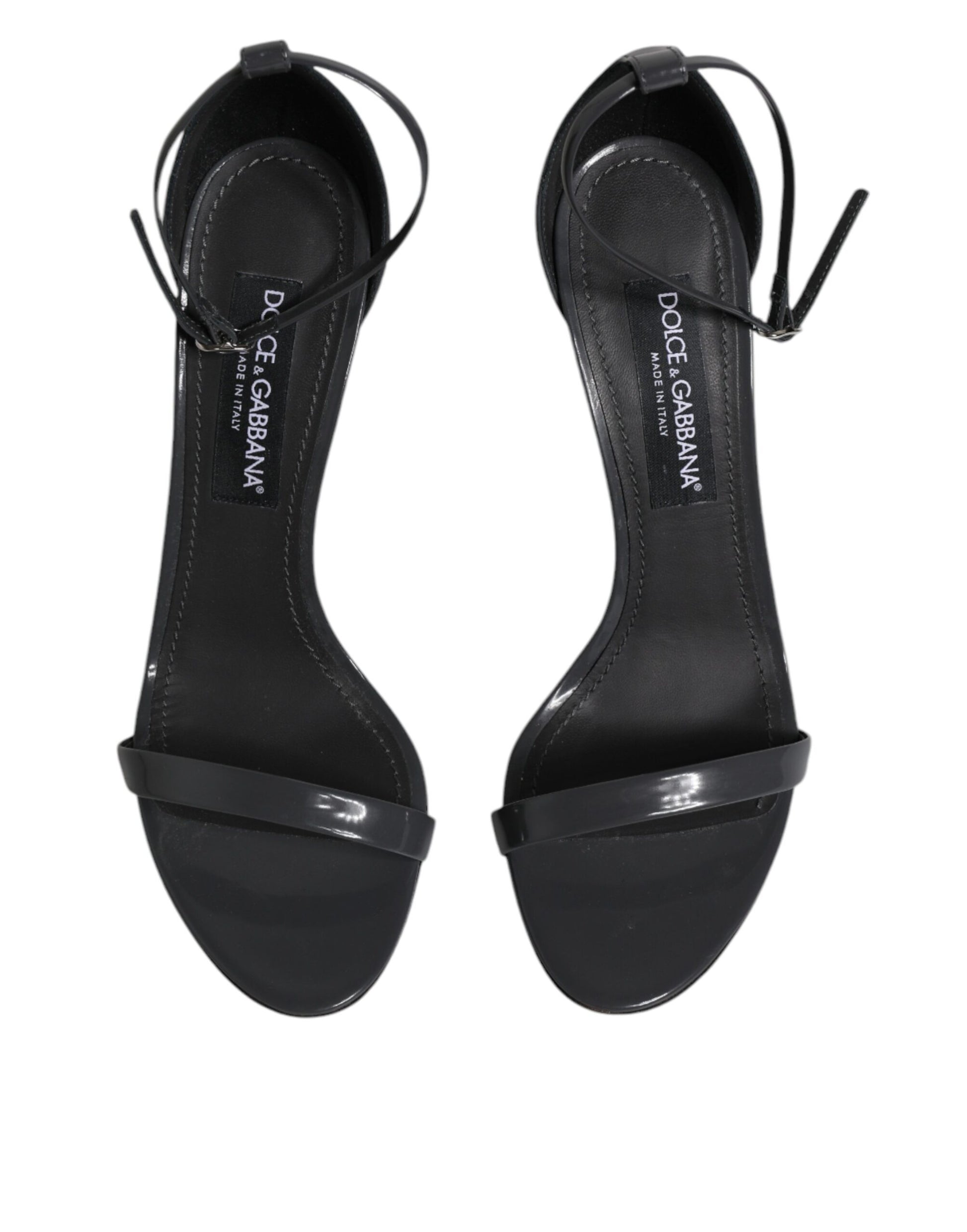 Dolce & Gabbana Grey Leather Ankle Strap Heel Sandals Shoes by Dolce & Gabbana