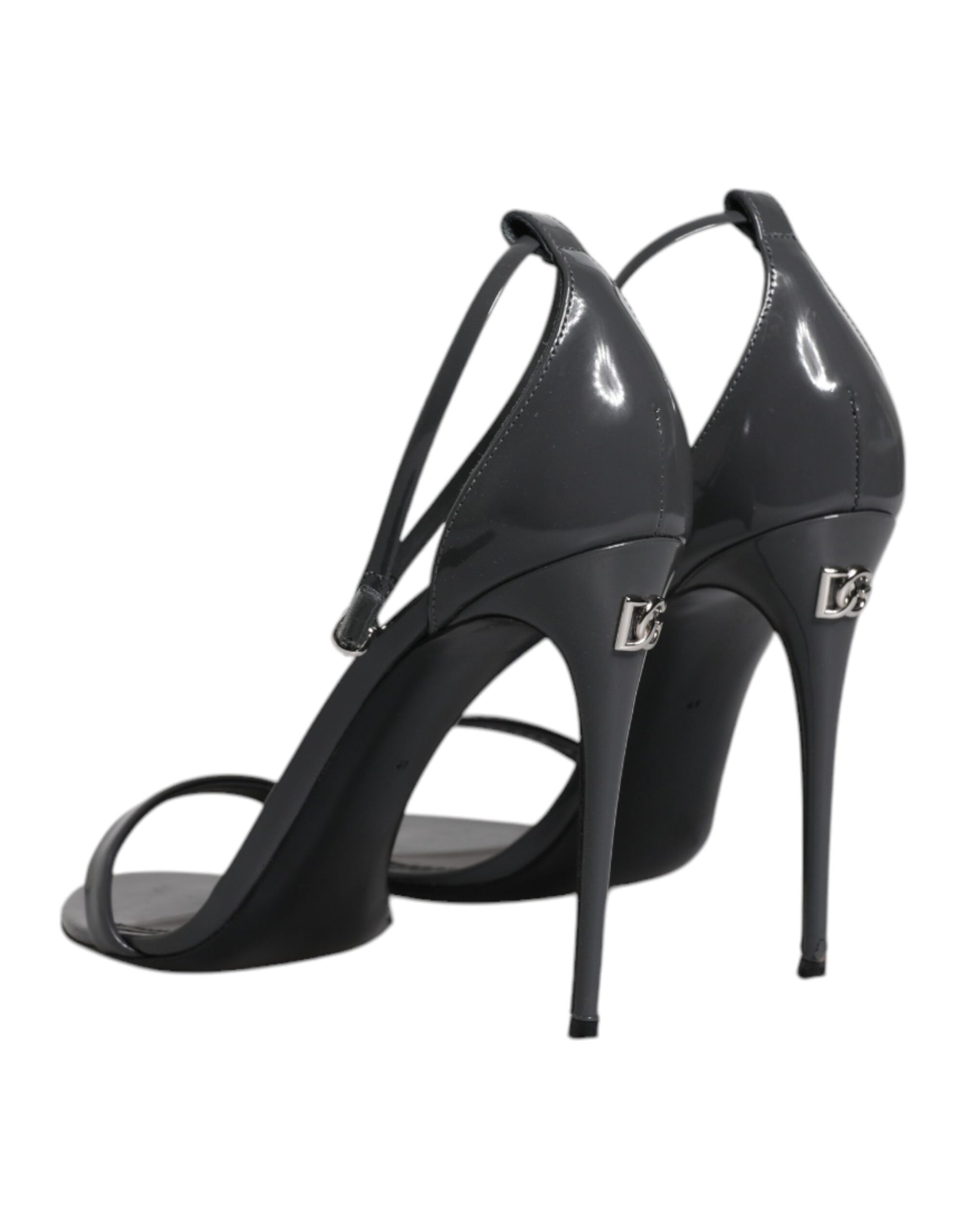 Dolce & Gabbana Grey Leather Ankle Strap Heel Sandals Shoes by Dolce & Gabbana