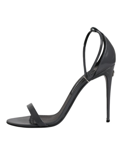 Dolce & Gabbana Grey Leather Ankle Strap Heel Sandals Shoes by Dolce & Gabbana