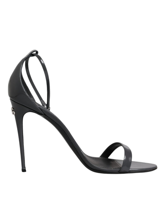 Dolce & Gabbana Grey Leather Ankle Strap Heel Sandals Shoes by Dolce & Gabbana