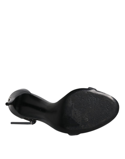 Dolce & Gabbana Grey Leather Ankle Strap Heel Sandals Shoes by Dolce & Gabbana