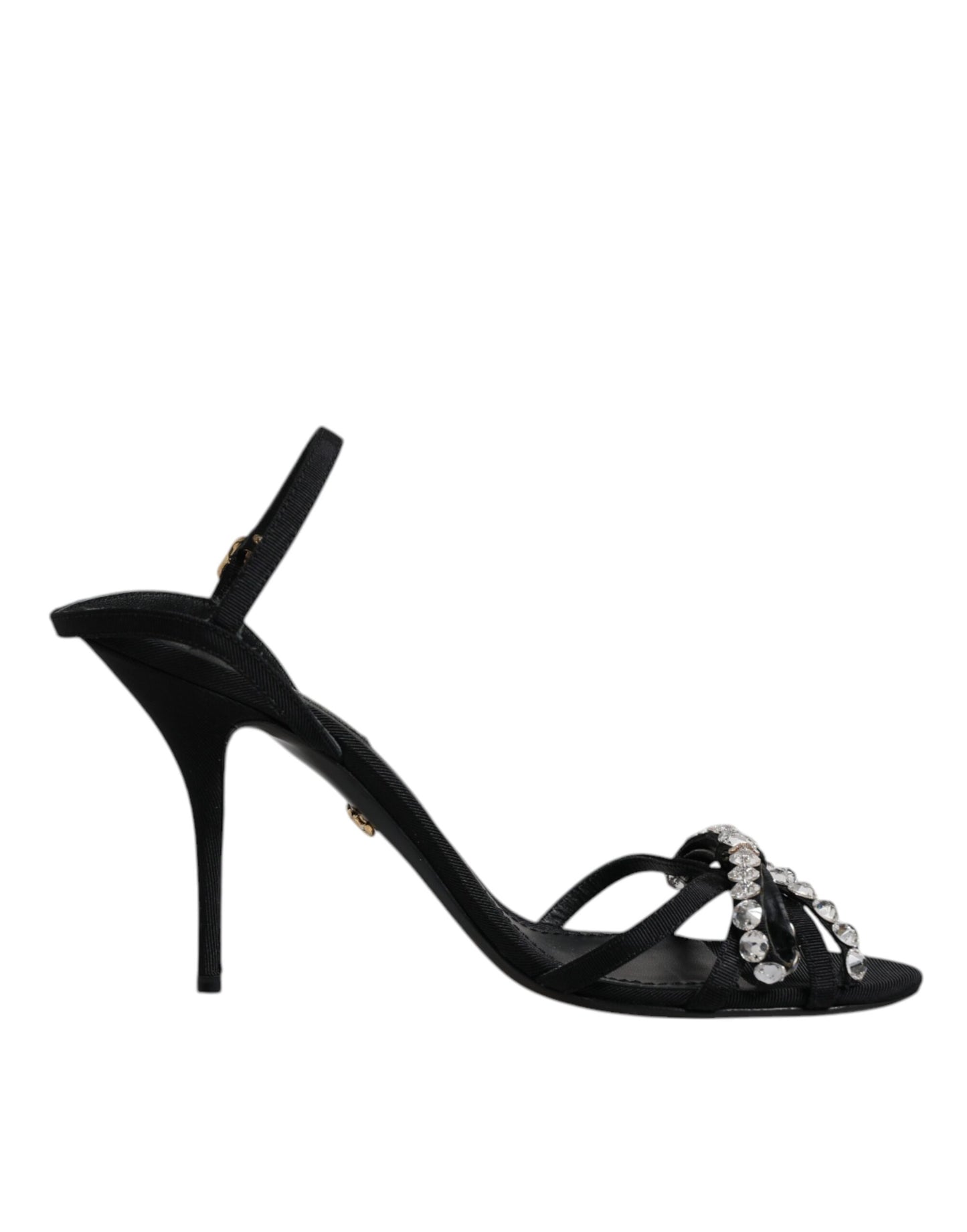 Dolce & Gabbana Black Leather Crystal Bow KEIRA Sandals Shoes by Dolce & Gabbana