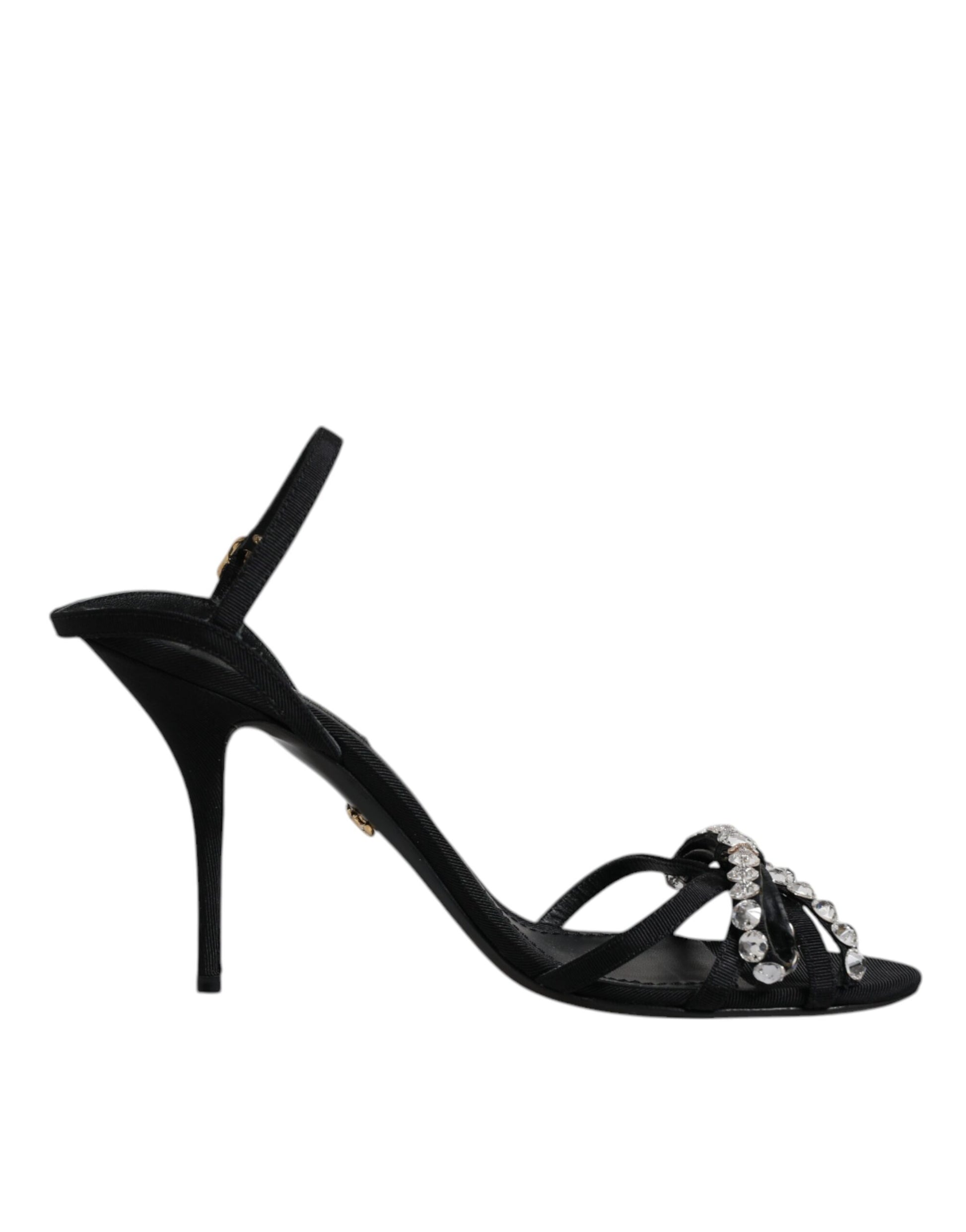 Dolce & Gabbana Black Leather Crystal Bow KEIRA Sandals Shoes by Dolce & Gabbana