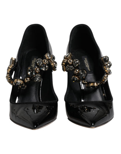 Escarpins Mary Jane en cuir noir et cristaux Dolce &amp; Gabbana