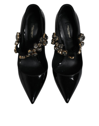 Escarpins Mary Jane en cuir noir et cristaux Dolce &amp; Gabbana
