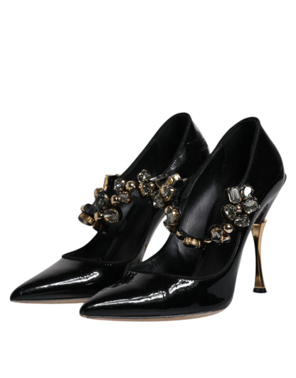Escarpins Mary Jane en cuir noir et cristaux Dolce &amp; Gabbana