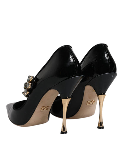 Escarpins Mary Jane en cuir noir et cristaux Dolce &amp; Gabbana