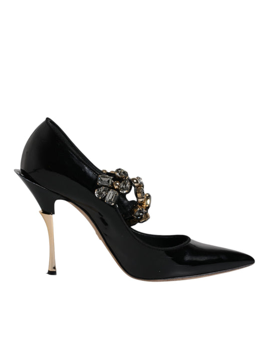 Escarpins Mary Jane en cuir noir et cristaux Dolce &amp; Gabbana