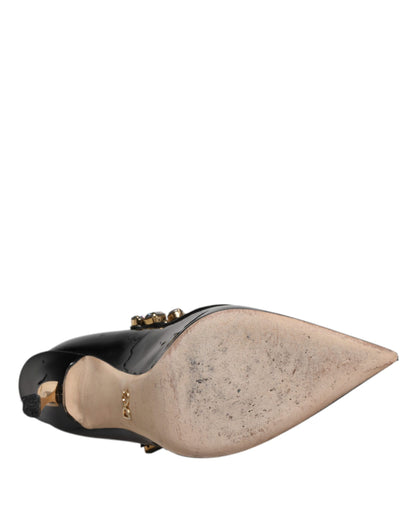 Escarpins Mary Jane en cuir noir et cristaux Dolce &amp; Gabbana