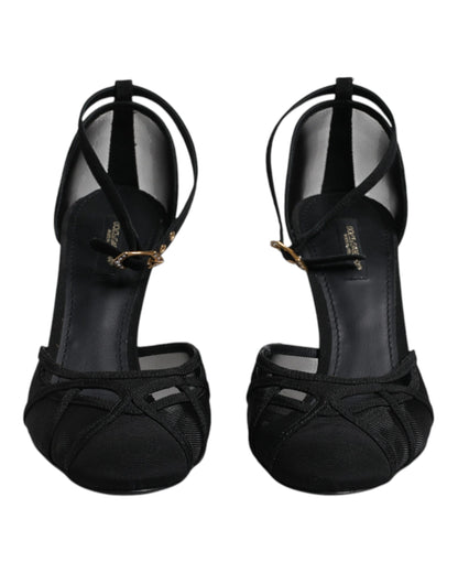 Escarpins à talons et bride cheville en maille noire Dolce &amp; Gabbana