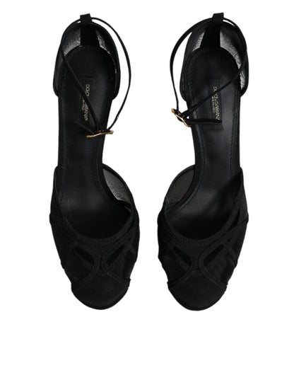 Escarpins à talons et bride cheville en maille noire Dolce &amp; Gabbana