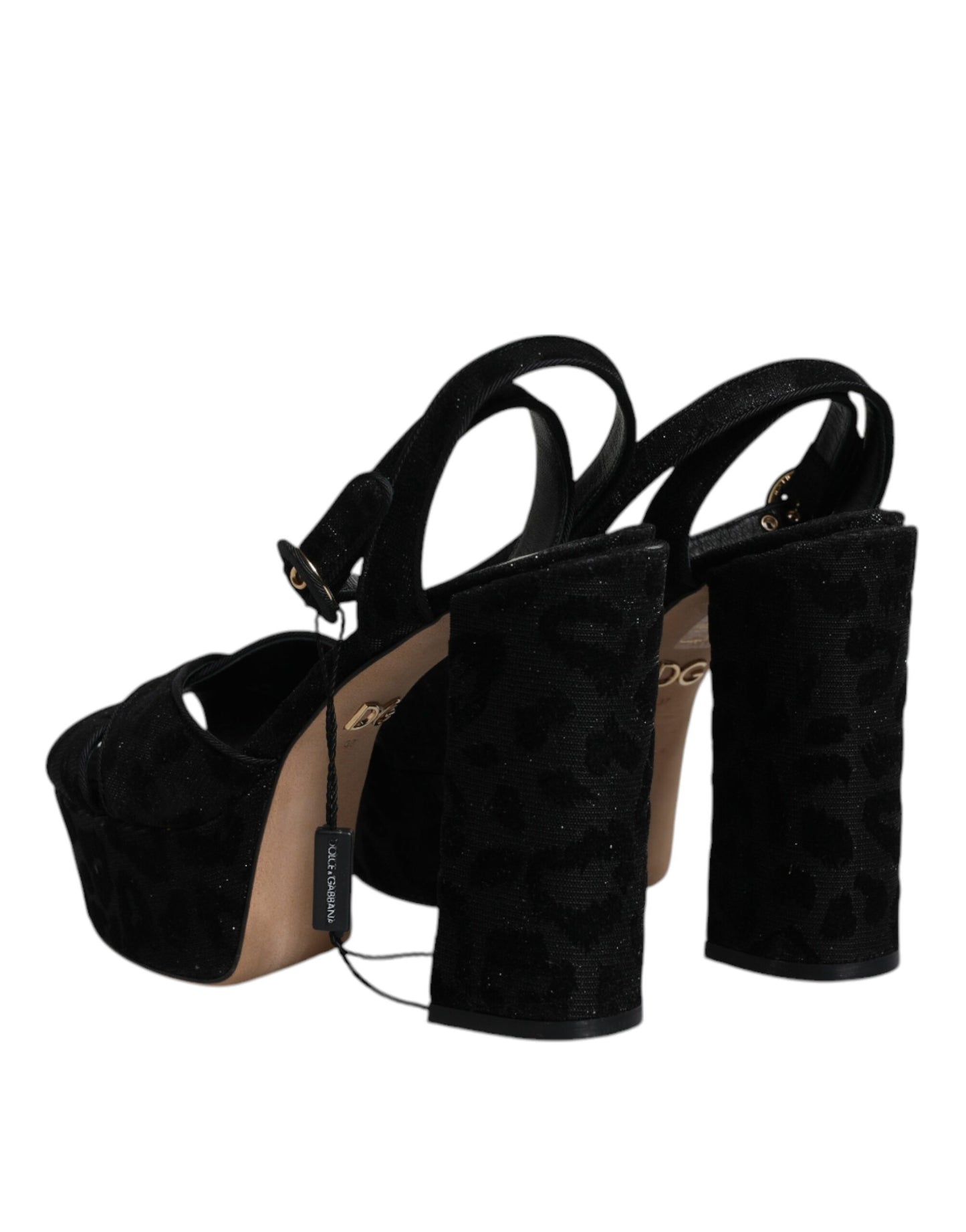Dolce & Gabbana Black Leopard Platform Heels Sandals Shoes by Dolce & Gabbana