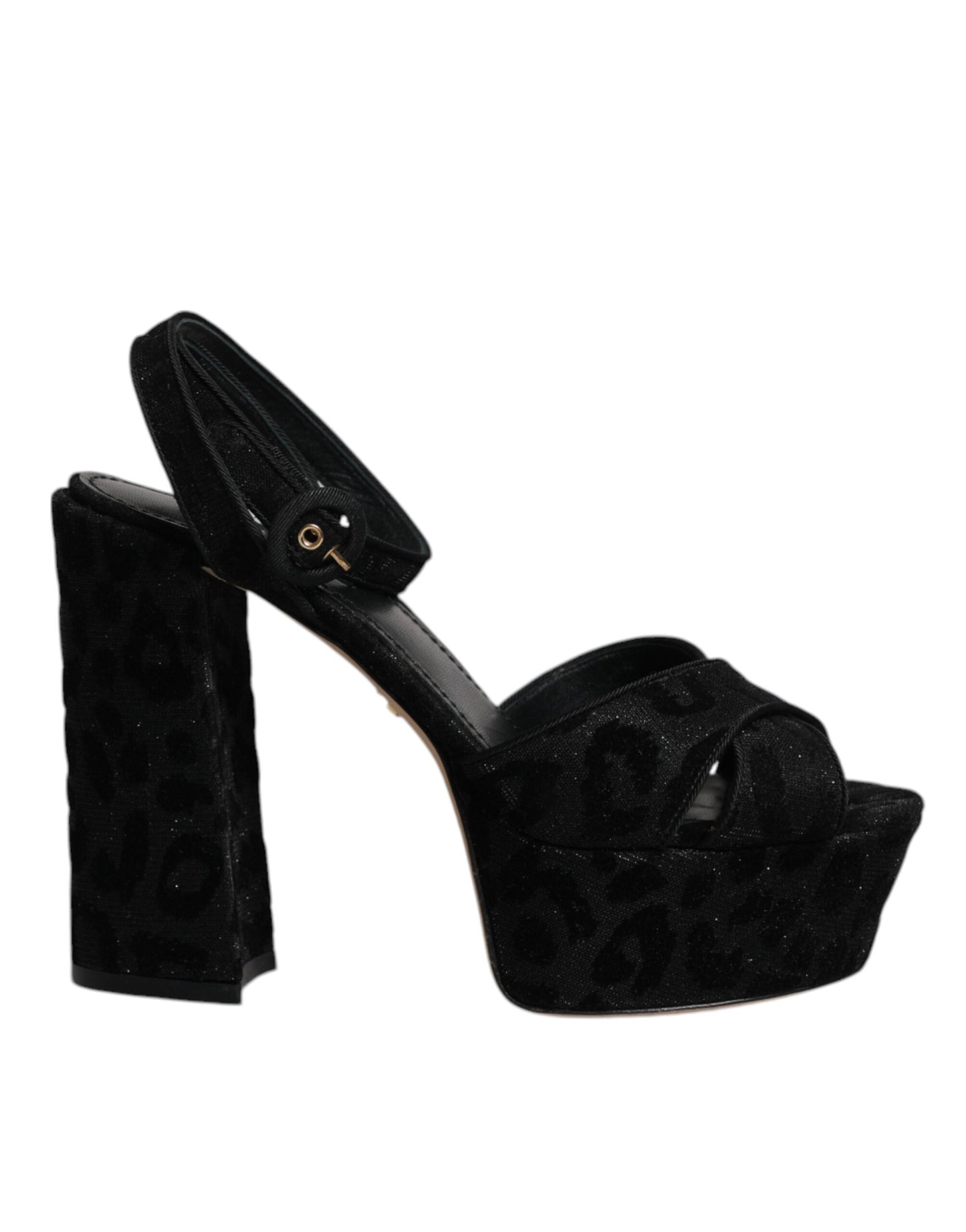 Dolce & Gabbana Black Leopard Platform Heels Sandals Shoes by Dolce & Gabbana