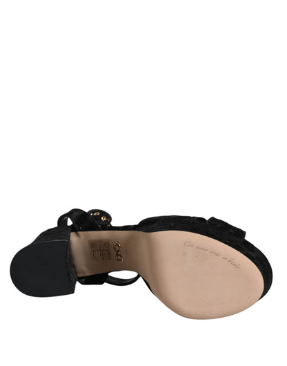 Dolce & Gabbana Black Leopard Platform Heels Sandals Shoes by Dolce & Gabbana
