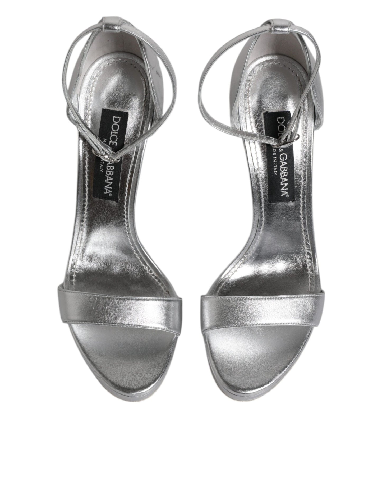 Dolce & Gabbana Silver Leather Platform Keira Sandals Shoes by Dolce & Gabbana