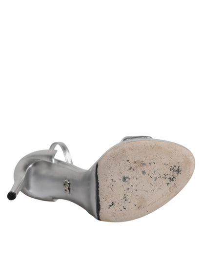 Dolce & Gabbana Silver Leather Platform Keira Sandals Shoes by Dolce & Gabbana