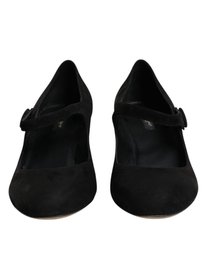 Escarpins à talons carrés en daim noir Dolce &amp; Gabbana