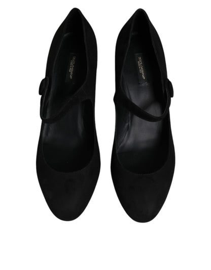Escarpins à talons carrés en daim noir Dolce &amp; Gabbana