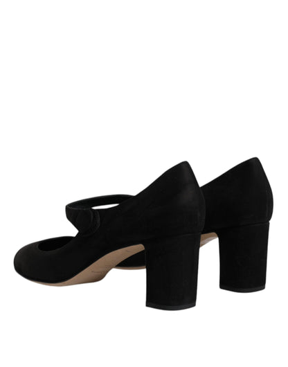 Escarpins à talons carrés en daim noir Dolce &amp; Gabbana