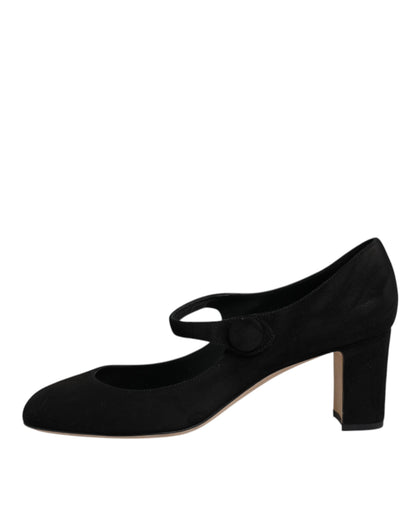 Escarpins à talons carrés en daim noir Dolce &amp; Gabbana