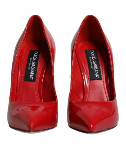 Dolce &amp; Gabbana Red Patent Leather Stiletto Heels Pumps Shoes
