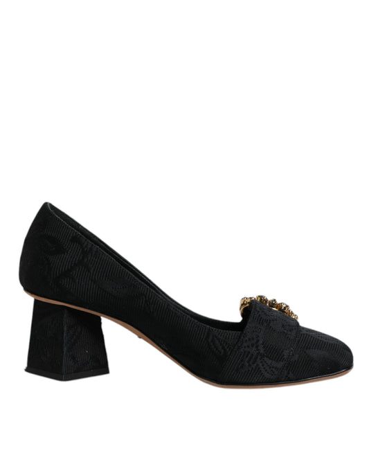 Escarpins à talons et cristaux Dolce &amp; Gabbana en brocart noir