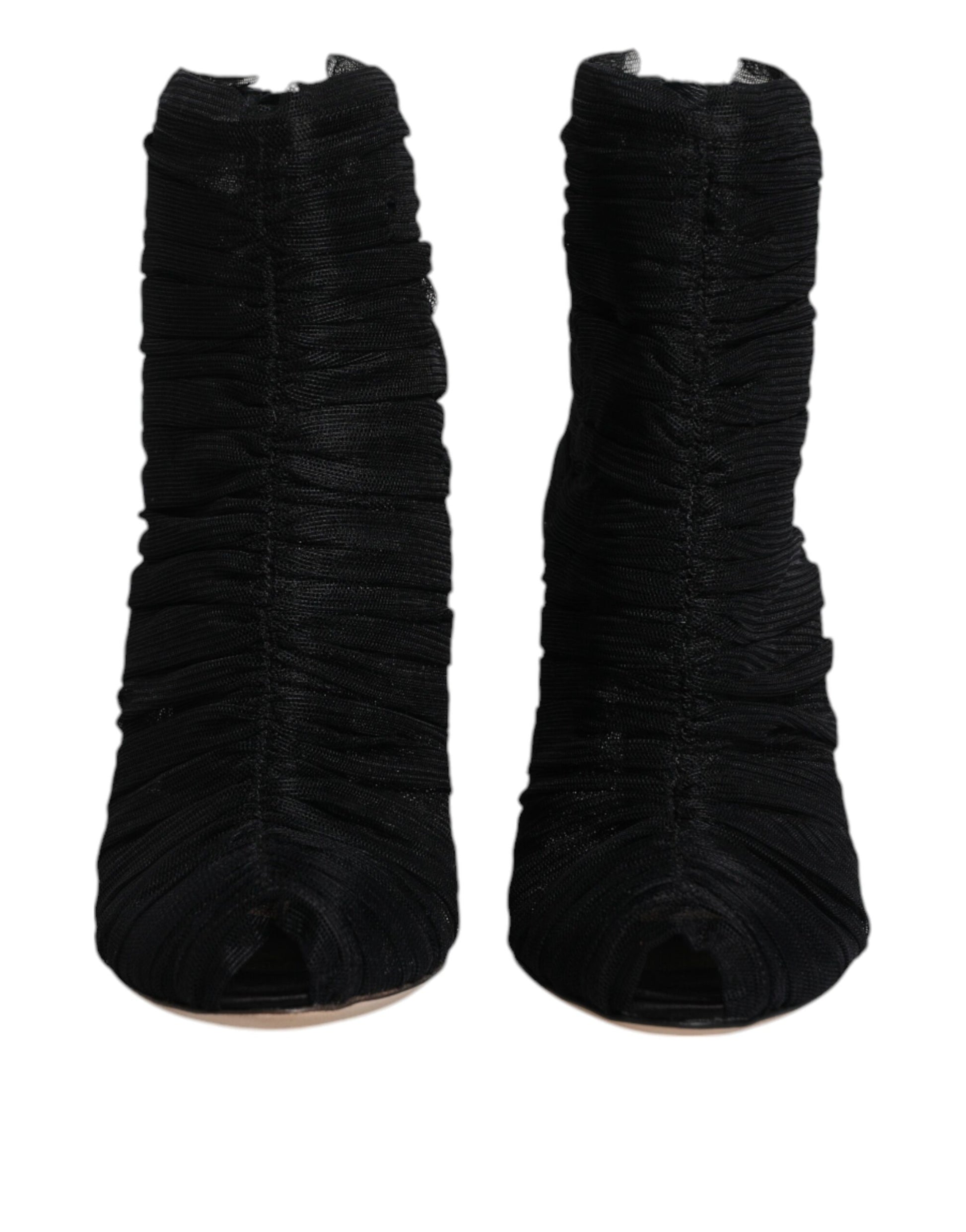 Dolce & Gabbana Black Mesh Stiletto Heels Ankle Boots Shoes by Dolce & Gabbana