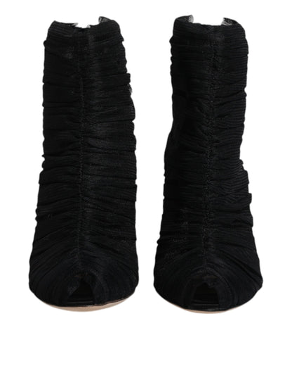 Dolce & Gabbana Black Mesh Stiletto Heels Ankle Boots Shoes by Dolce & Gabbana
