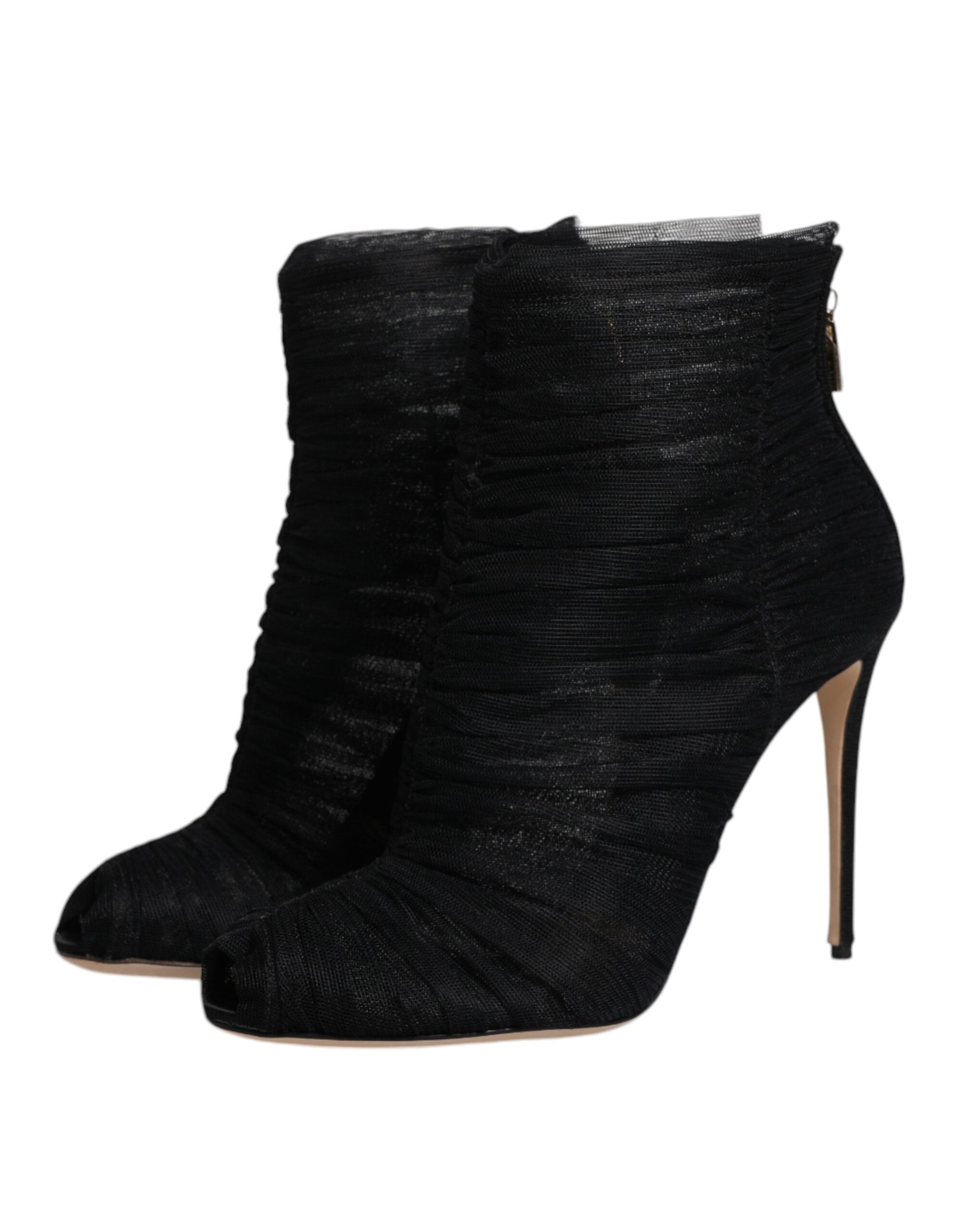 Dolce & Gabbana Black Mesh Stiletto Heels Ankle Boots Shoes by Dolce & Gabbana