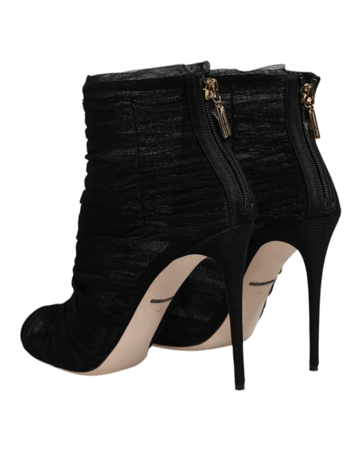 Dolce & Gabbana Black Mesh Stiletto Heels Ankle Boots Shoes by Dolce & Gabbana