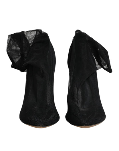Dolce & Gabbana Black Nylon Stretch Mesh Sock Boots Shoes by Dolce & Gabbana