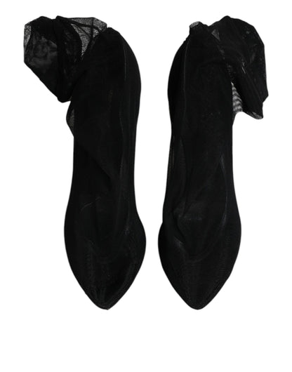 Dolce & Gabbana Black Nylon Stretch Mesh Sock Boots Shoes by Dolce & Gabbana