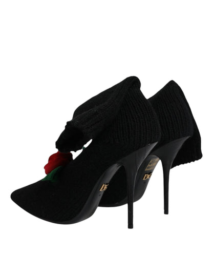 Dolce & Gabbana Black Stiletto Heels Mid Calf Boots Shoes by Dolce & Gabbana