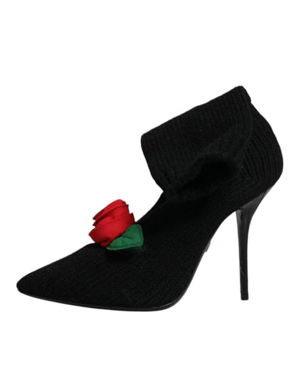 Dolce & Gabbana Black Stiletto Heels Mid Calf Boots Shoes by Dolce & Gabbana
