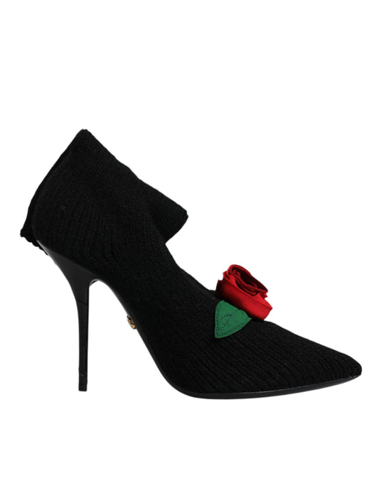Dolce & Gabbana Black Stiletto Heels Mid Calf Boots Shoes by Dolce & Gabbana