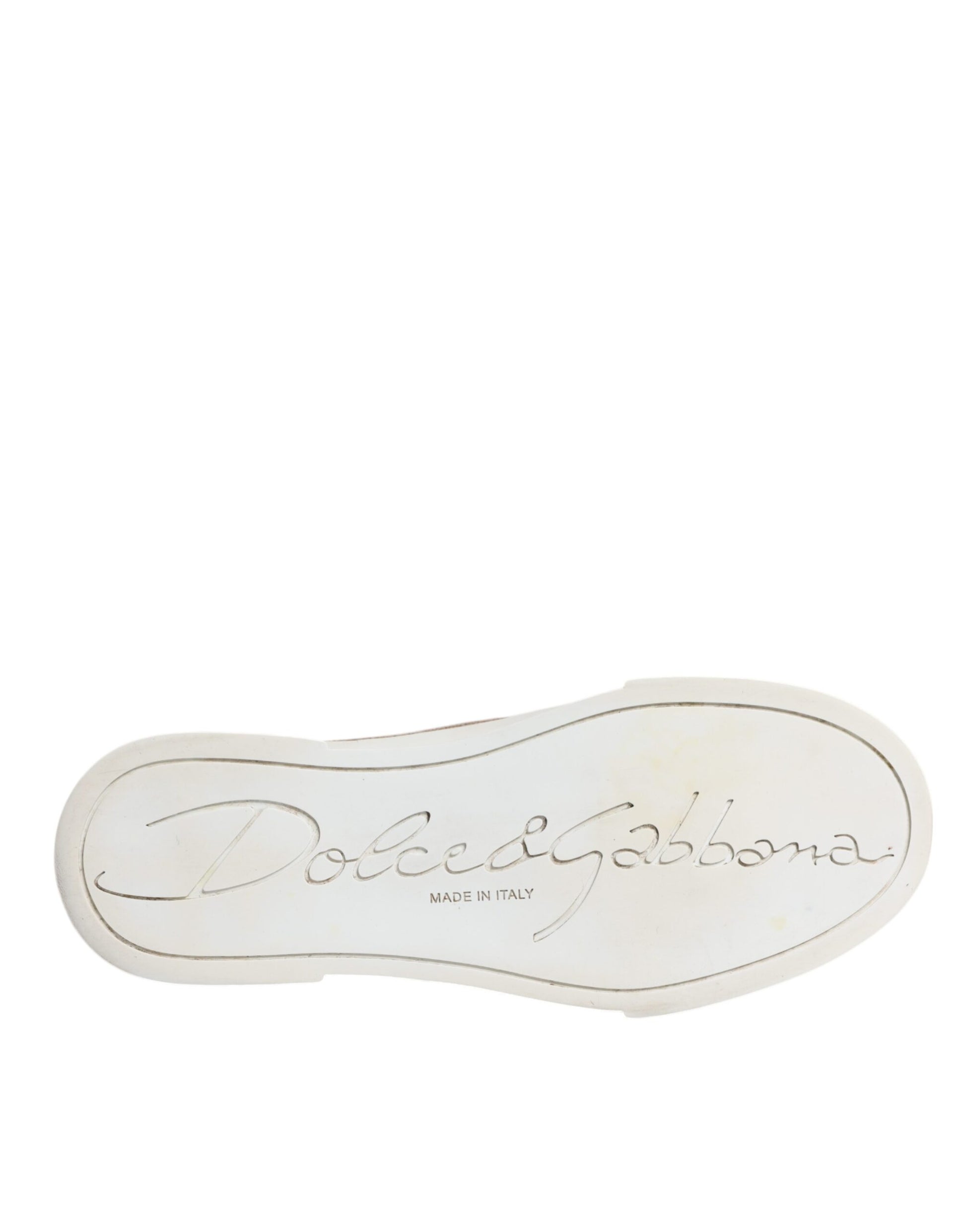 Dolce & Gabbana Gold White Logo Low Top Sneakers Shoes by Dolce & Gabbana