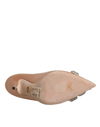 Escarpins à talons hauts Dolce &amp; Gabbana en satin beige et cristal